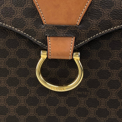 CELINE Macadam Gancini Two-way Handbag Shoulder bag Brown Vintage kgm5ej
