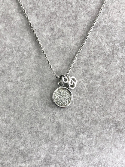 Christian Dior CD Logo Stone Necklace Silver Vintage f585fn