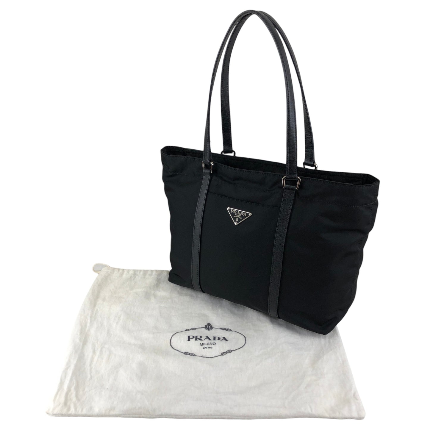 PRADA Tessuto Triangle Logo Totebag Black Vintage 8caxp5