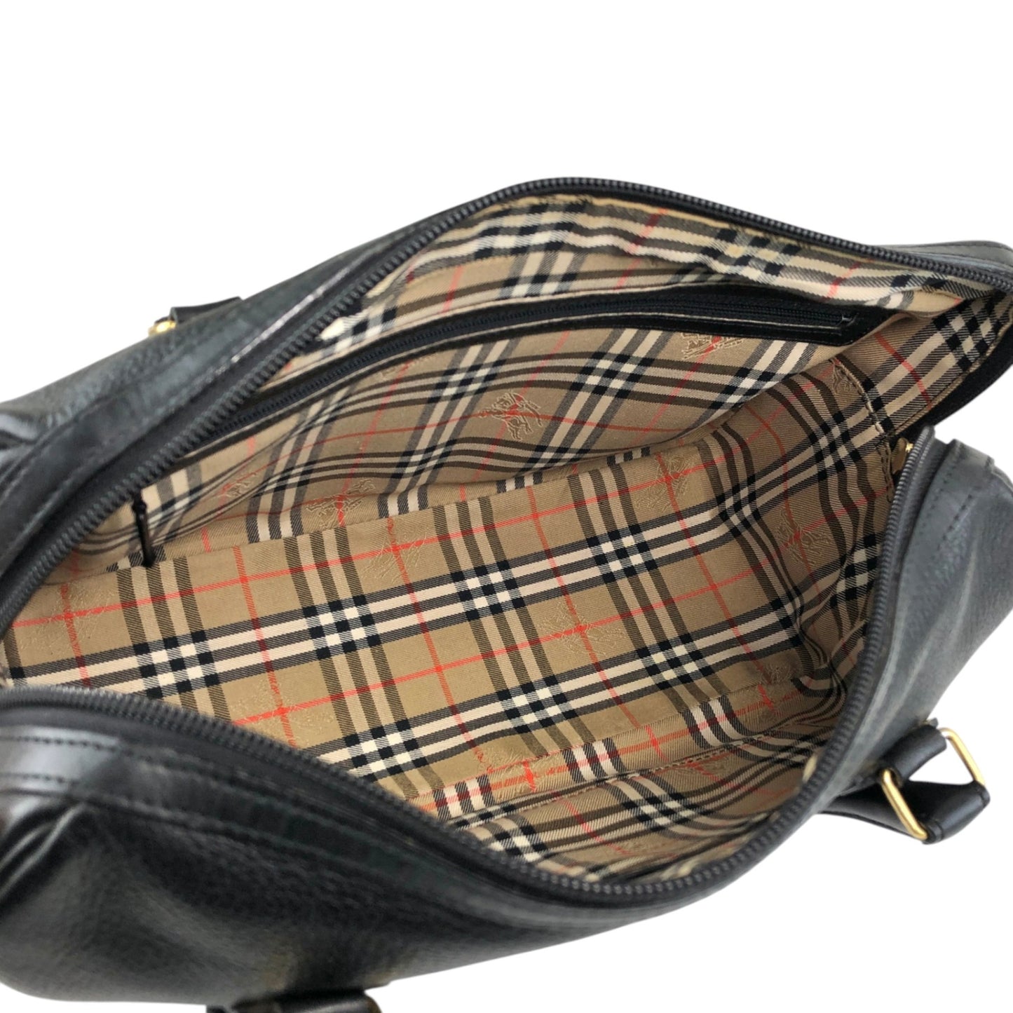 BURBERRY Logo Small Boston bag Handbag Black Vintage ny3hki