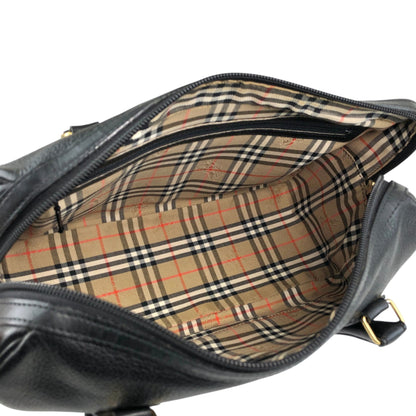 BURBERRY Logo Small Boston bag Handbag Black Vintage ny3hki