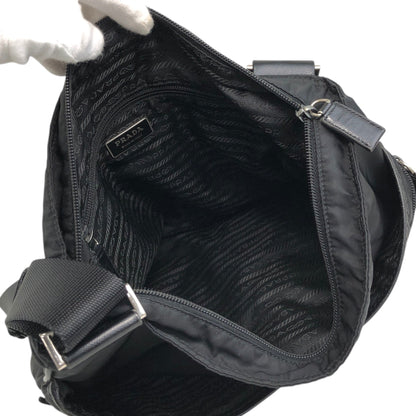 PRADA Tessuto Triangle logo Padlock Small Boston bag Handbag Black Vintage a5w87e