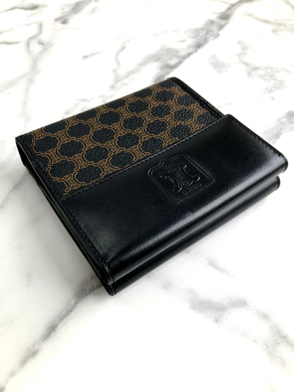 CELINE Macadam Blason Folded Wallet Black Vintage xtw4xv