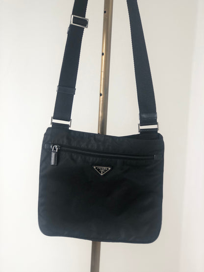 PRADA Triangle Logo Nylon Shoulder bag Black Vintage kyupfd