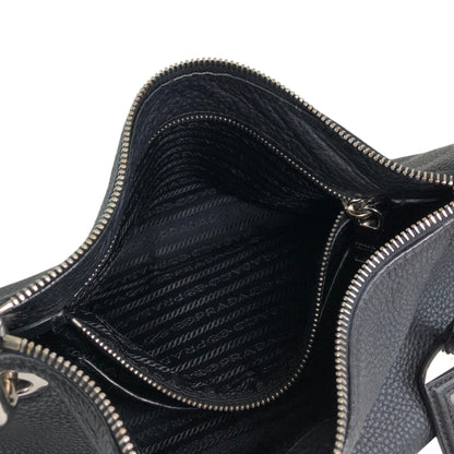 PRADA Logo Shoulder bag Hobobag Black Vintage 3hyfab