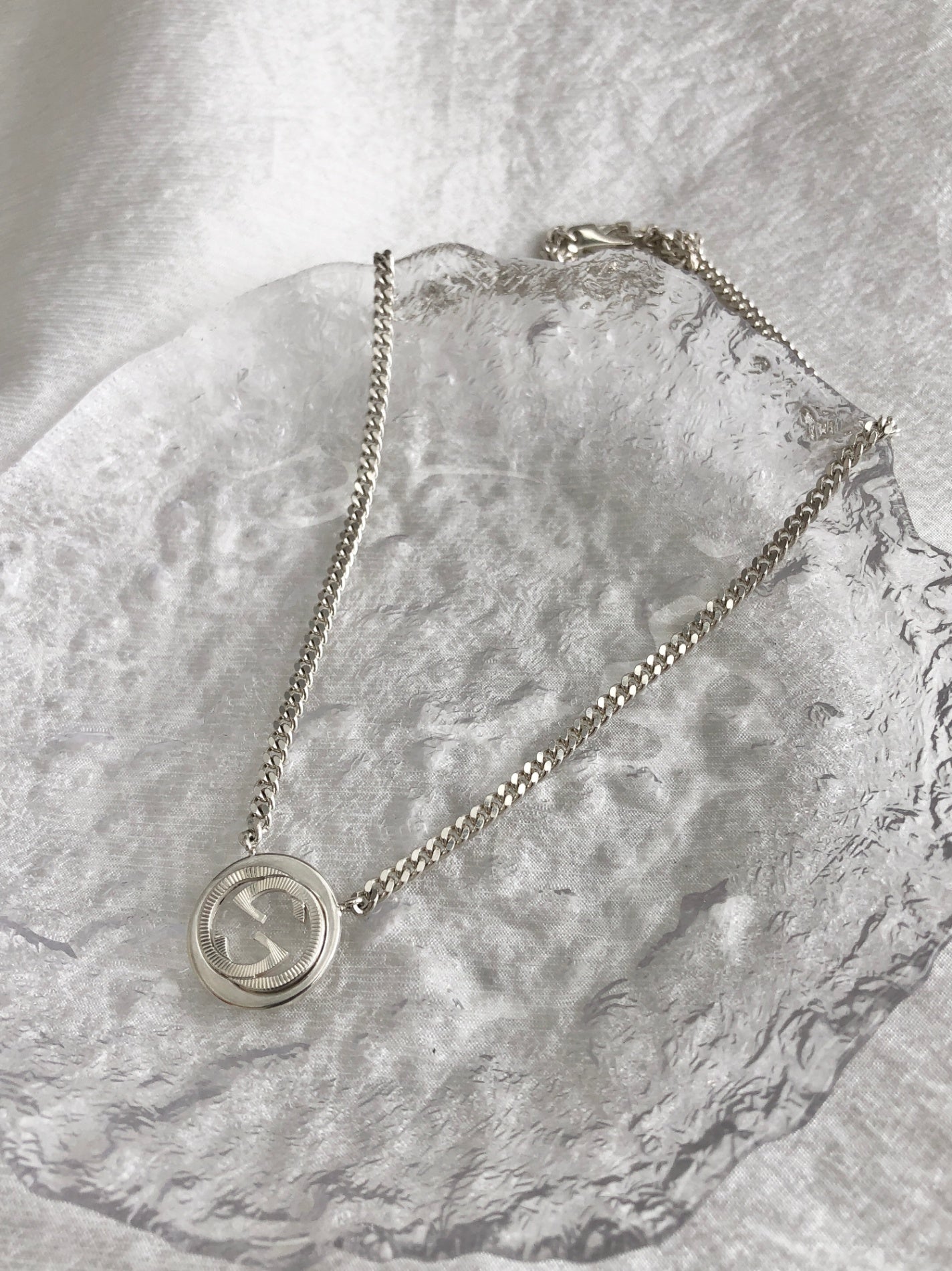 GUCCI Interlocking SILVER925 Necklace Silver Vintage wfkvih