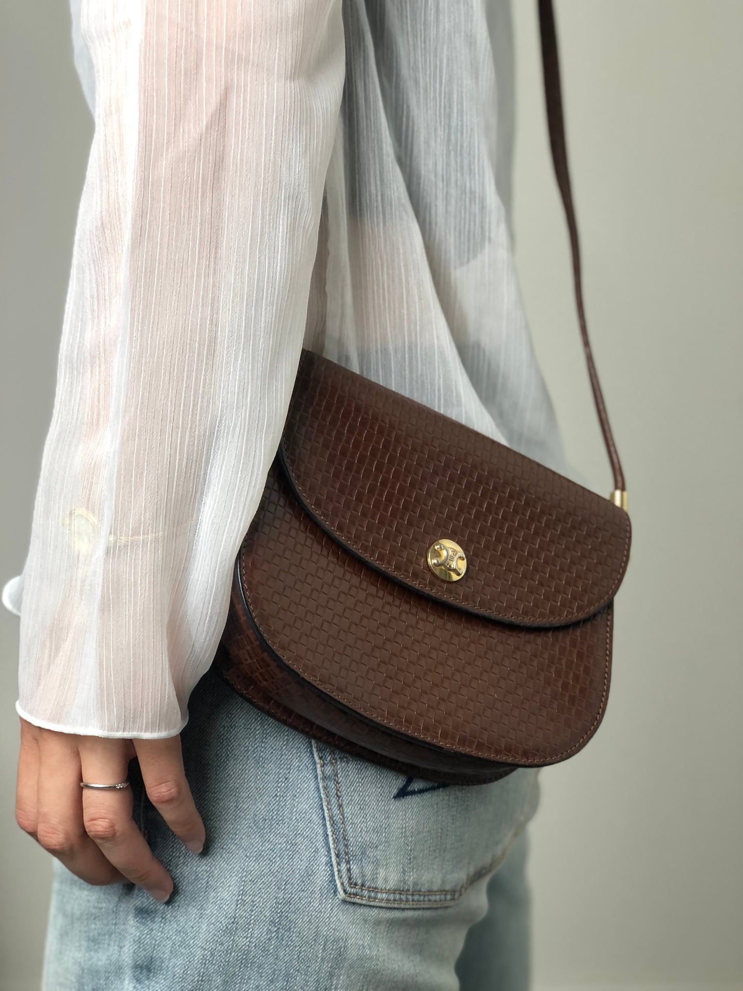 CELINE Triomphe Small Shoulder bag Brown Vintage mgieg8