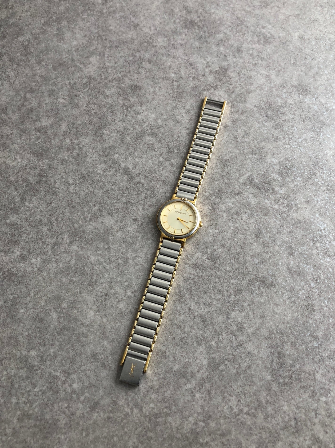Yves Saint Laurent YSL Logo Quartz Watch Gold×Silver 2200-228481