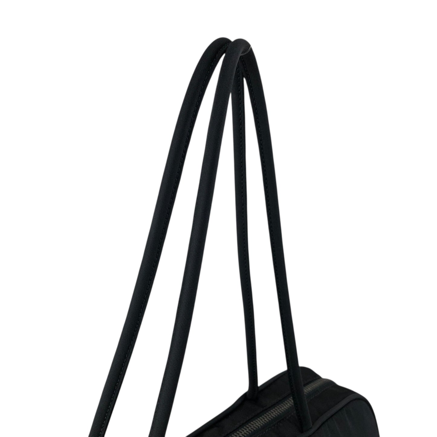 PRADA Tessuto Triangle Logo Padlock Small Boston bag Handbag Black Vintage a3zkst