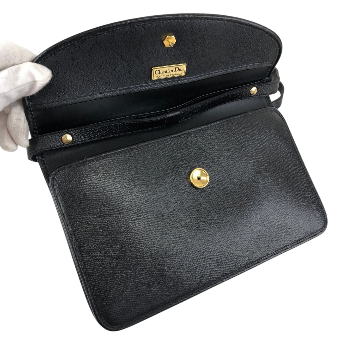 Christian Dior Logo Shoulder bag Black Vintage sghab4