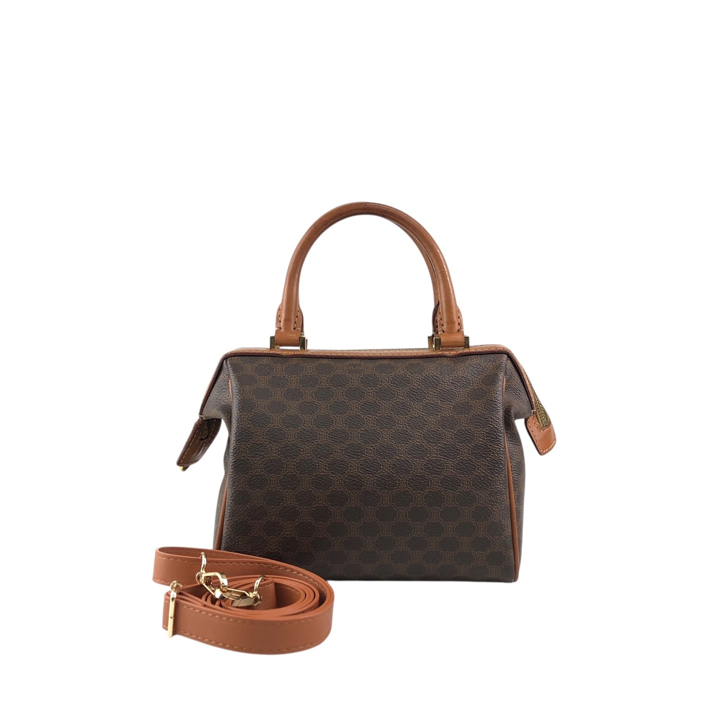 CELINE Macadam Two-way Small Boston bag Shoulder bag Brown Vintage 2dn4ih