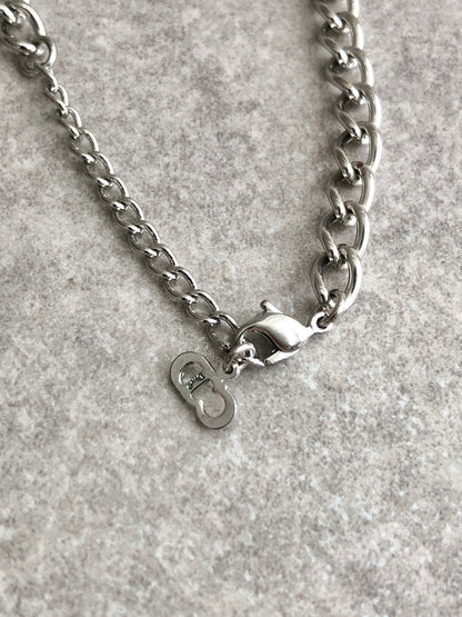 Christian Dior Logo Necklace Silver Vintage bbrkni