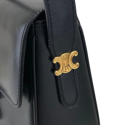 CELINE Triomphe Shoulder bag Black Vintage n24pjw