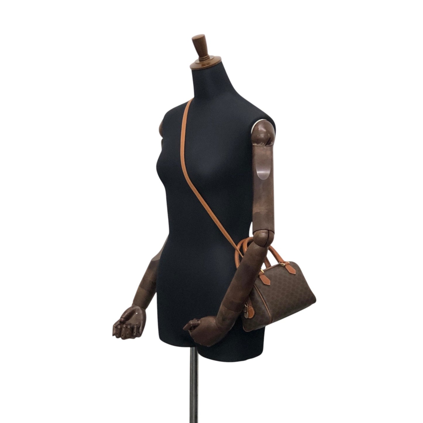 CELINE Macadam Blason Two-way Small Boston bag Shoulder bag Brown Vintage 2kpnhi