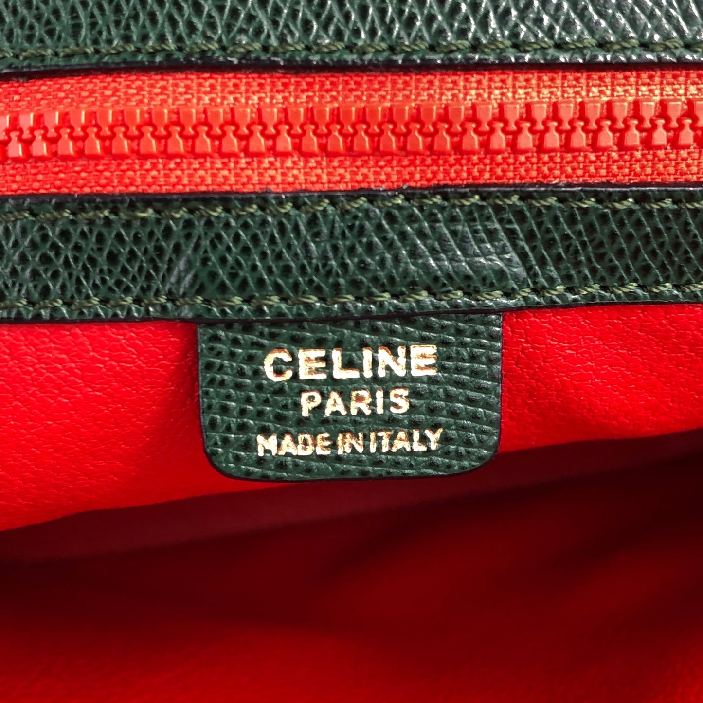 CELINE Two-way Handbag Shoulder bag Green Vintage pfdj32