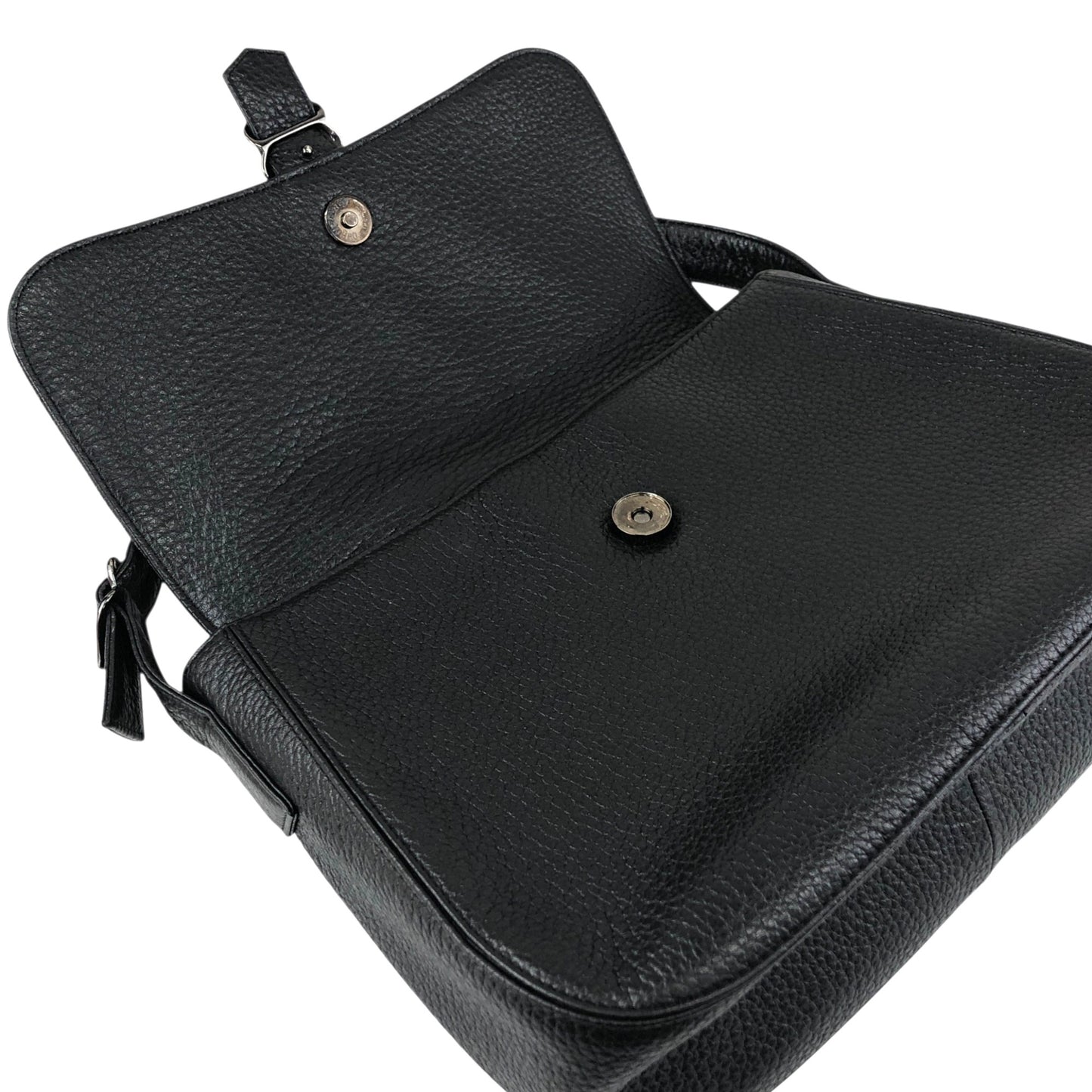 Yves Saint Laurent Logo Front Buckle Shoulder bag Black Vintage f6ymwp