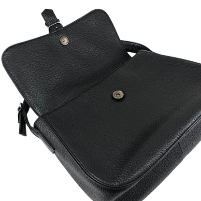 Yves Saint Laurent Logo Front Buckle Shoulder bag Black Vintage f6ymwp