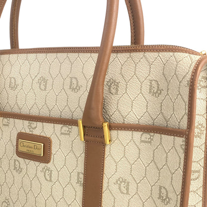 Christian Dior Honeycomb Pattern Handbag Beige Vintage r4yh5k