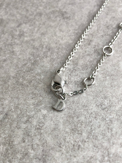 Christian Dior Logo Charm Necklace Silver Vintage mbwcef