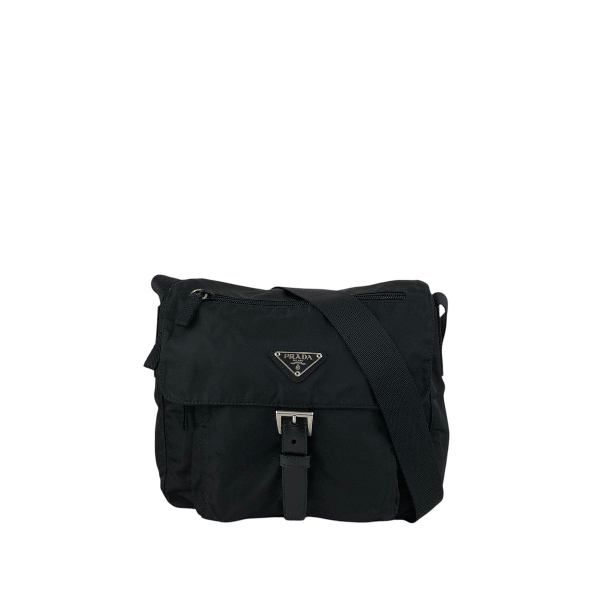 PRADA Tessuto Triangle Logo Shoulder bag Black Vintage p4wsch