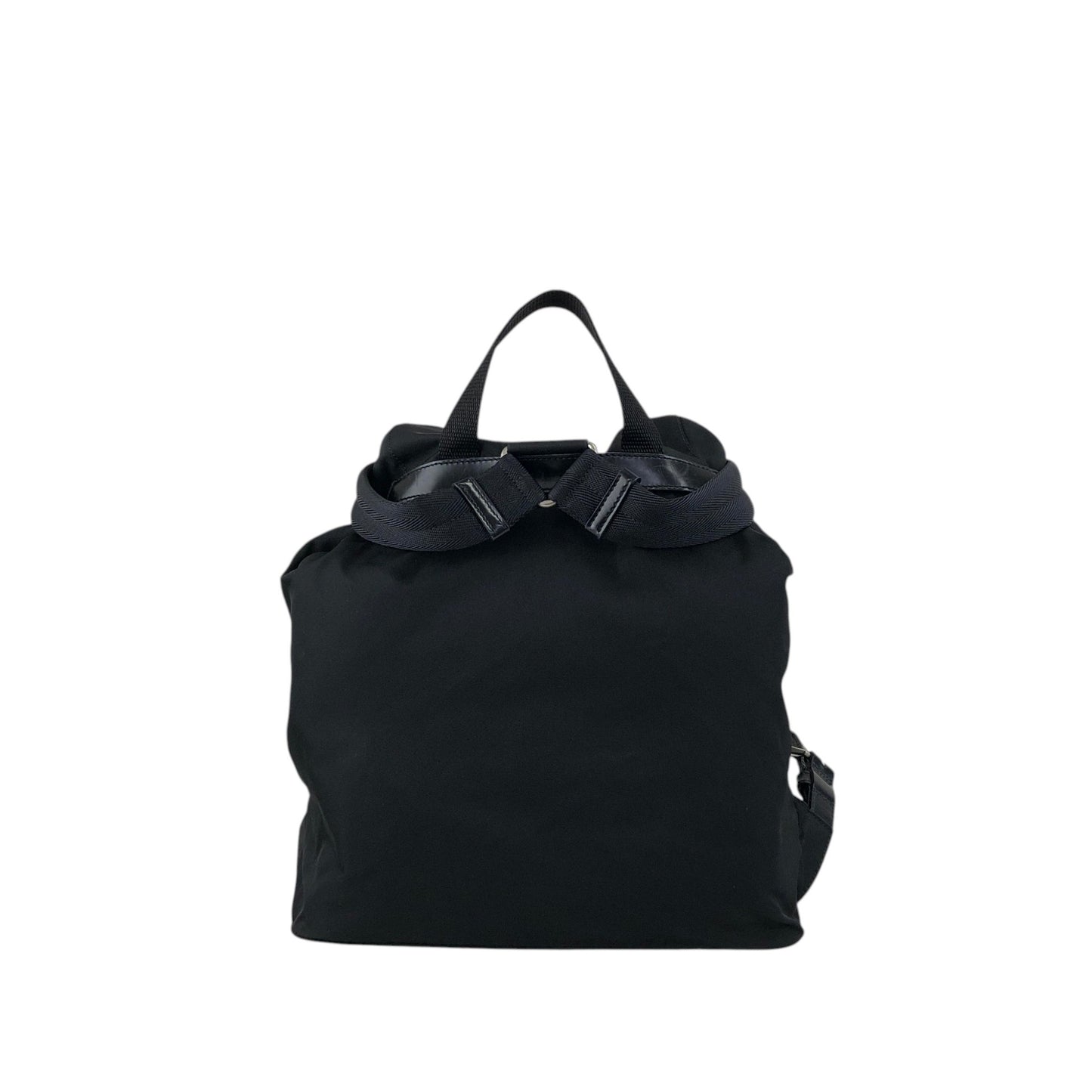 PRADA Tessuto Triangle Logo Front Buckle Front Pocket  Backpack Black Vintage 6abvn2