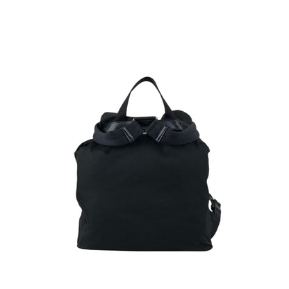 PRADA Tessuto Triangle Logo Front Buckle Front Pocket  Backpack Black Vintage 6abvn2