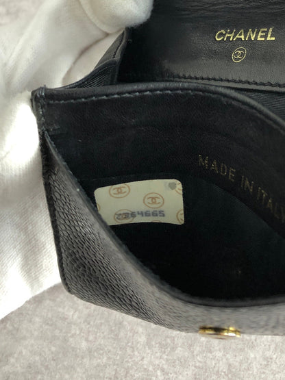CHANEL Coco Mark Coin Purse Black Vintage gscxim