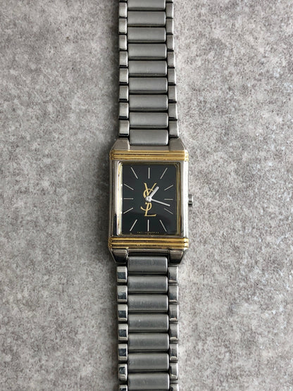 Yves Saint Laurent YSL Logo Watch Silver×Gold Vintage 7umegi