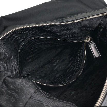 PRADA Tessuto Triangle Logo Small Boston bag Handbag Black Vintage kg2zxs