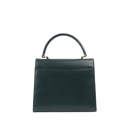 CELINE Front Buckle Handbag Dark Green Vintage c2gxe7