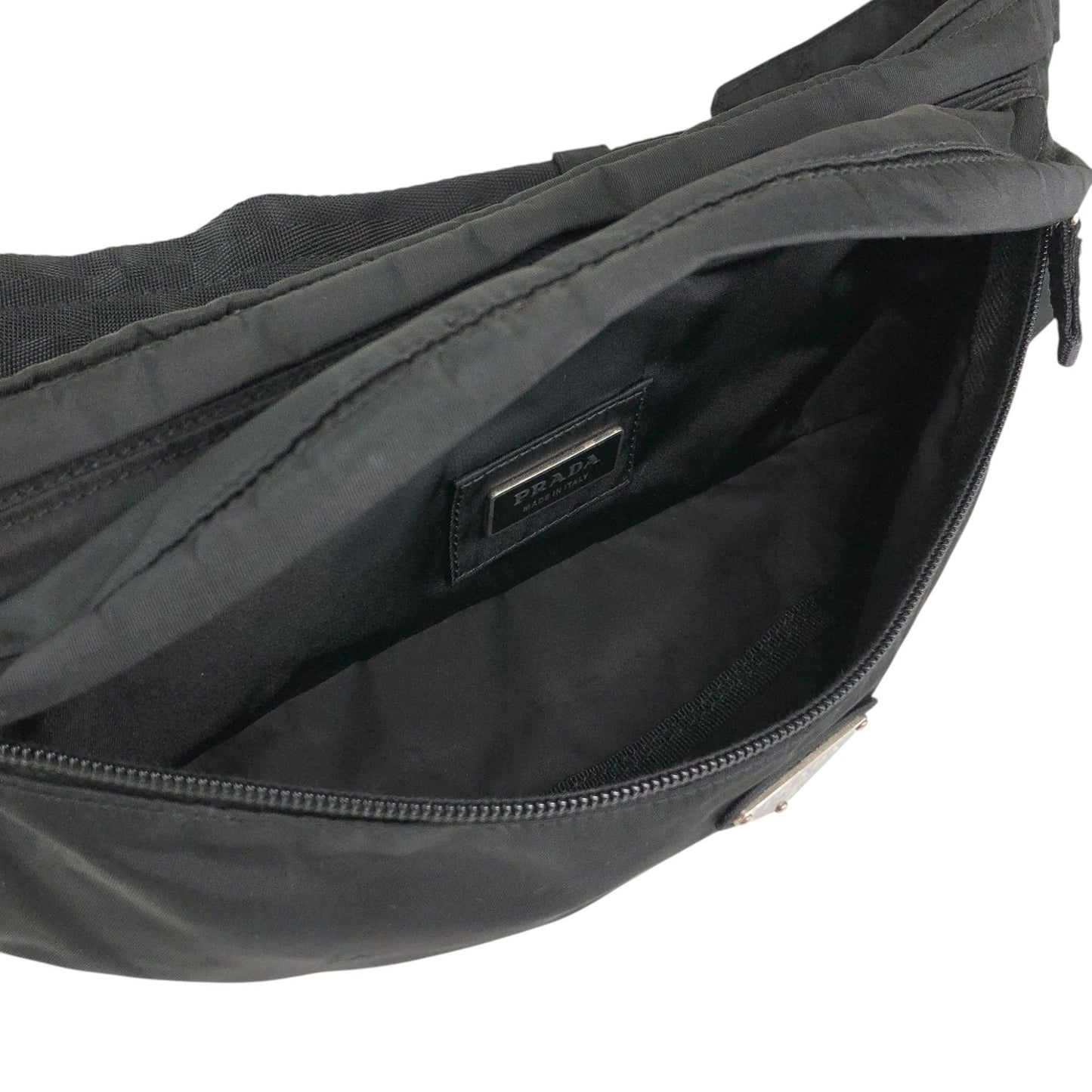 PRADA Tessuto Triangle Logo Sling bag Black Vintage zrmm8e