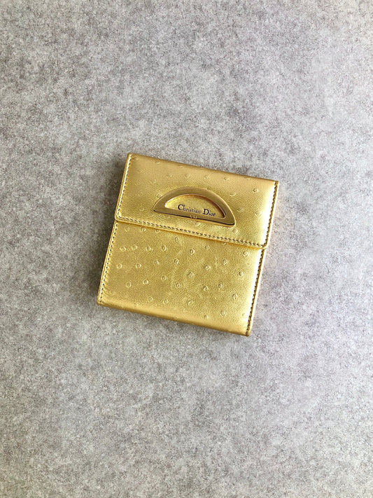 Christian Dior Logo Folded Wallet Gold Vintage fcvxty