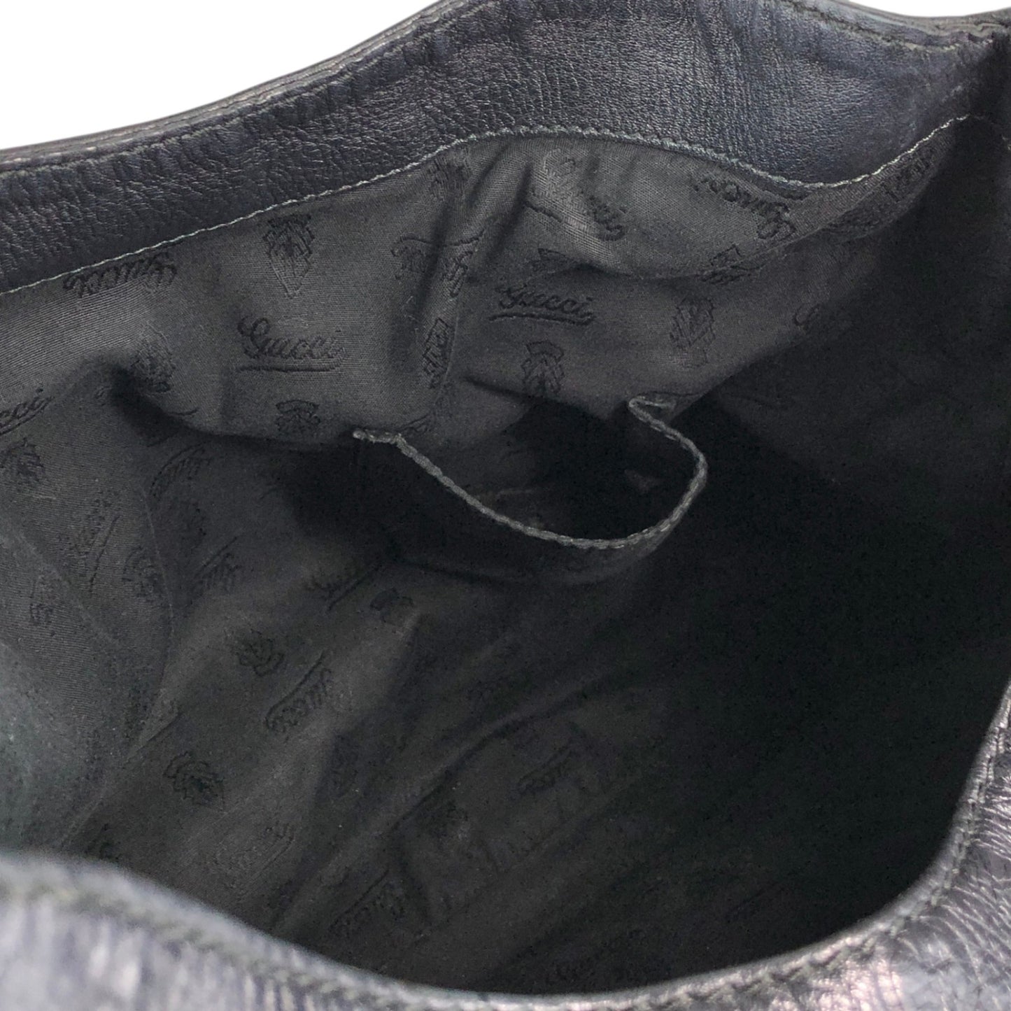 GUCCI Logo Shoulder bag Hobobag Black Vintage f2bysj