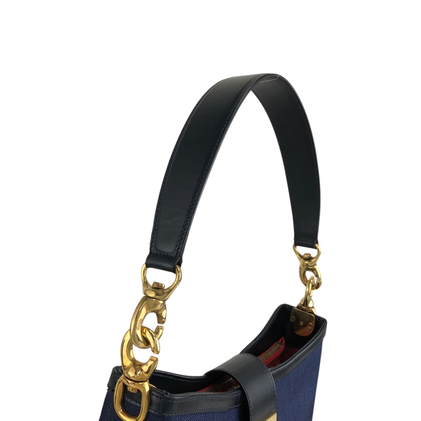 CELINE Gancini Shoulder bag Navy Vintage nnpwss