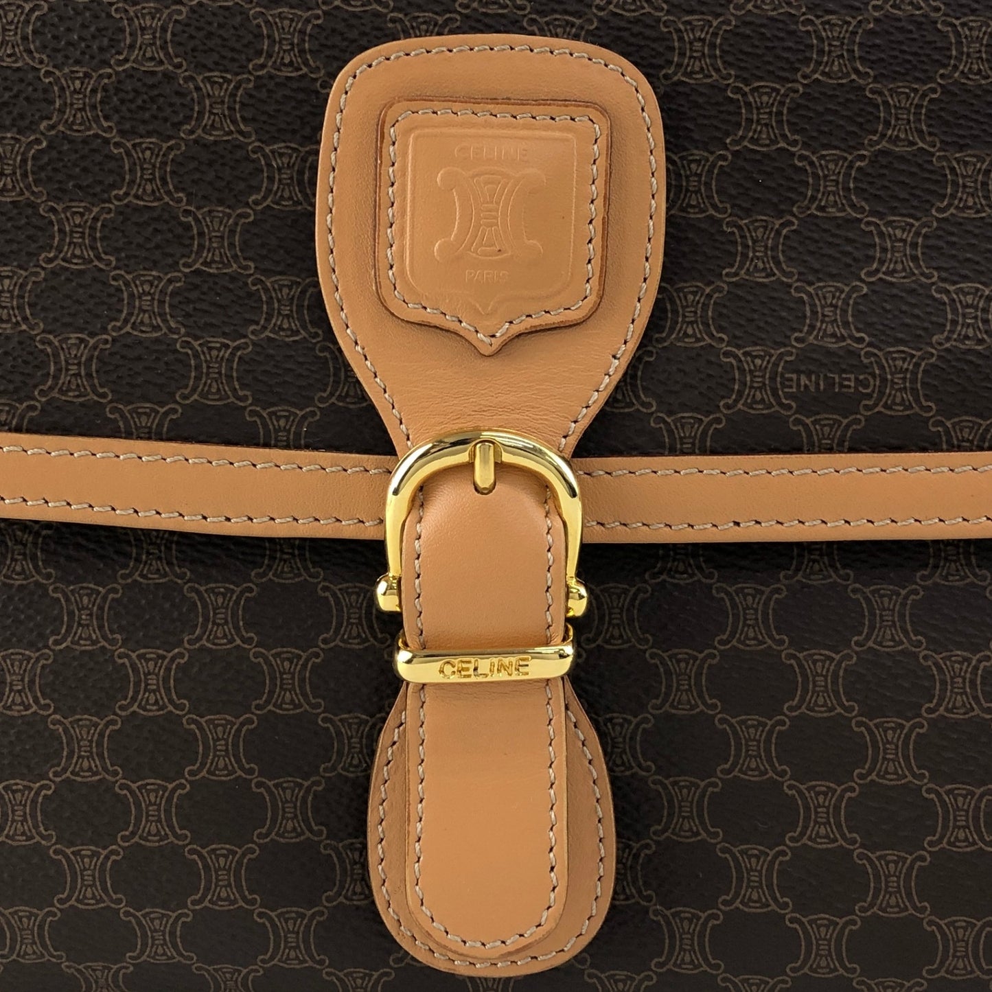 CELINE Macadam Blason Shoulder bag Brown Vintage cwx3rn