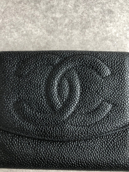 CHANEL Coco Mark Folded Wallet Black Vintage srpd6j