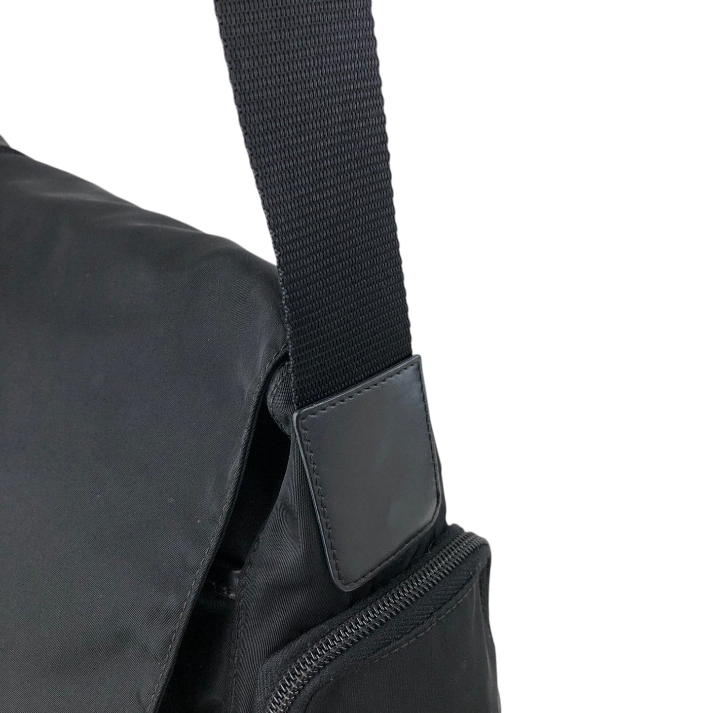 PRADA Tessuto Triangle Logo Side Pocket  Shoulder bag Black Vintage kedmv3