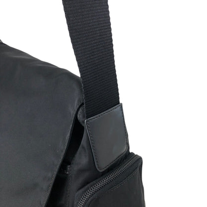 PRADA Tessuto Triangle Logo Side Pocket  Shoulder bag Black Vintage kedmv3
