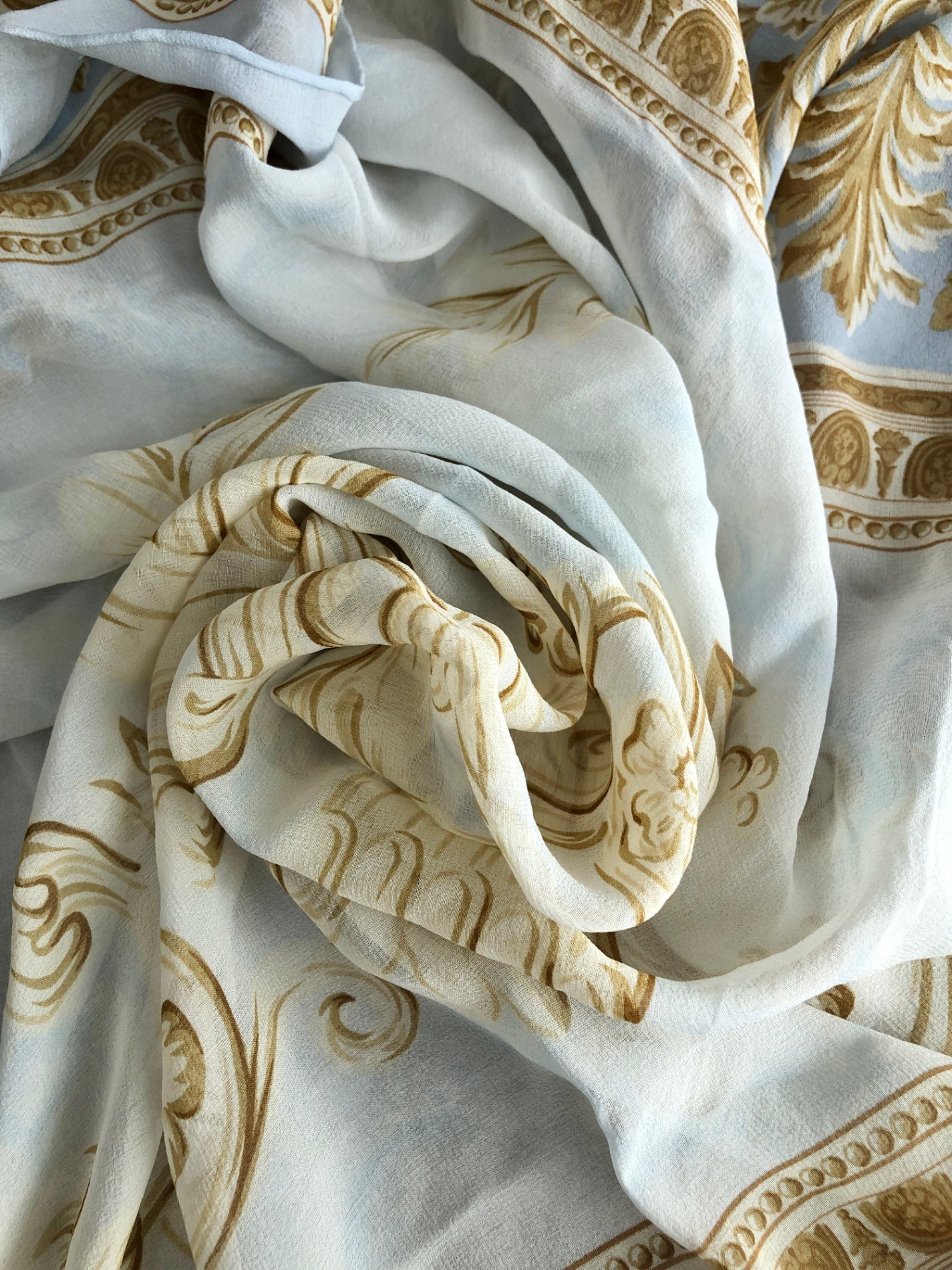Christian Dior SILK Scarf Sky blue Vintage m55ztg