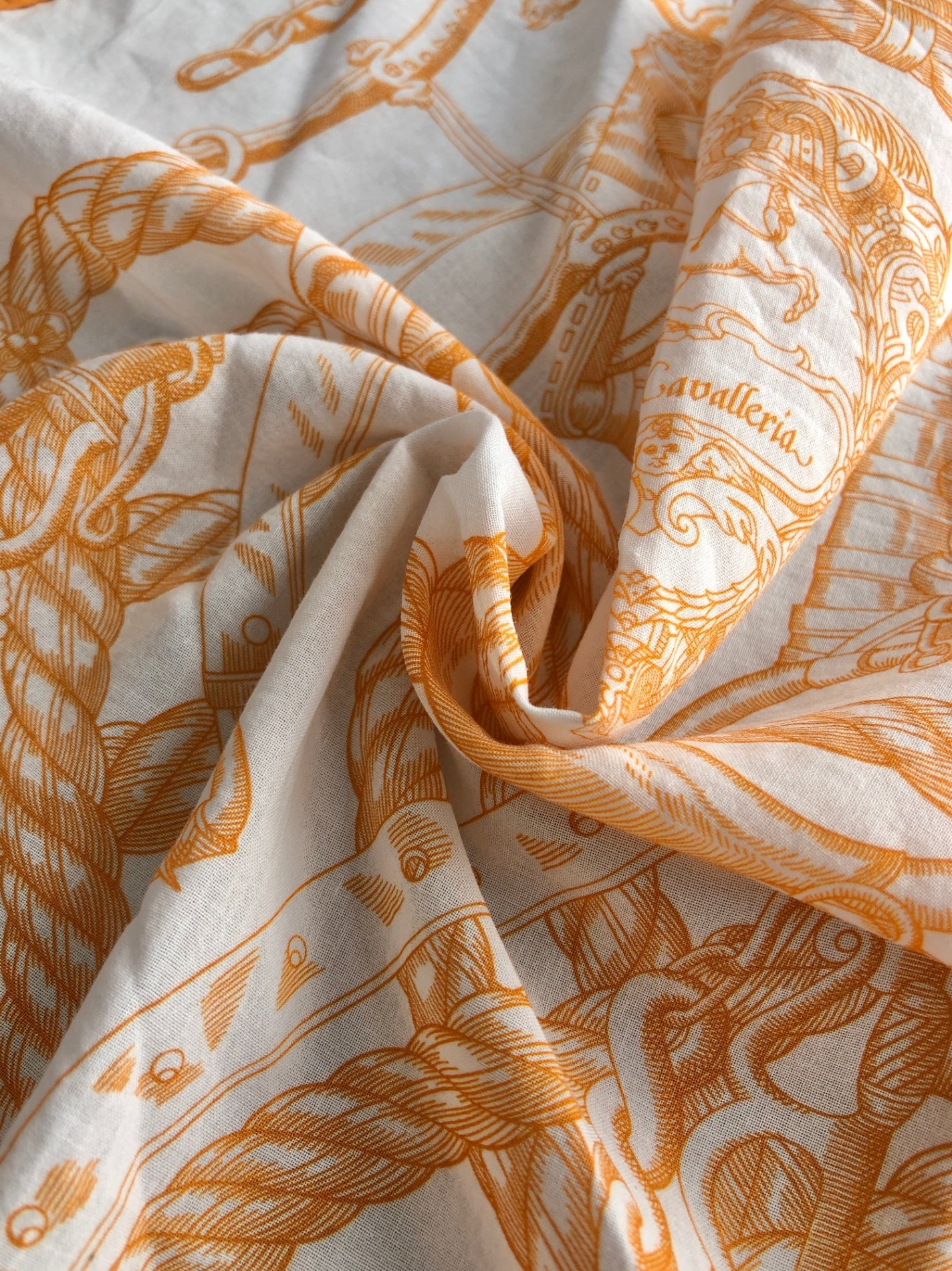 HERMES Scarf White Vintage ev5385