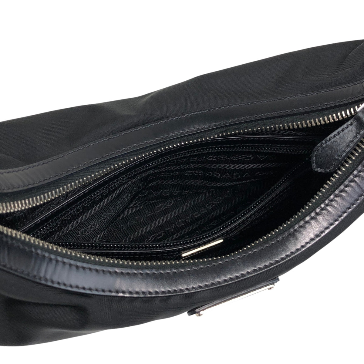 PRADA Triangle Logo Shoulder bag Hobobag Black Vintage cpgmii