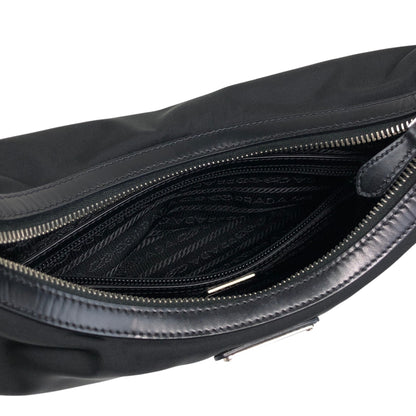 PRADA Triangle Logo Shoulder bag Hobobag Black Vintage cpgmii