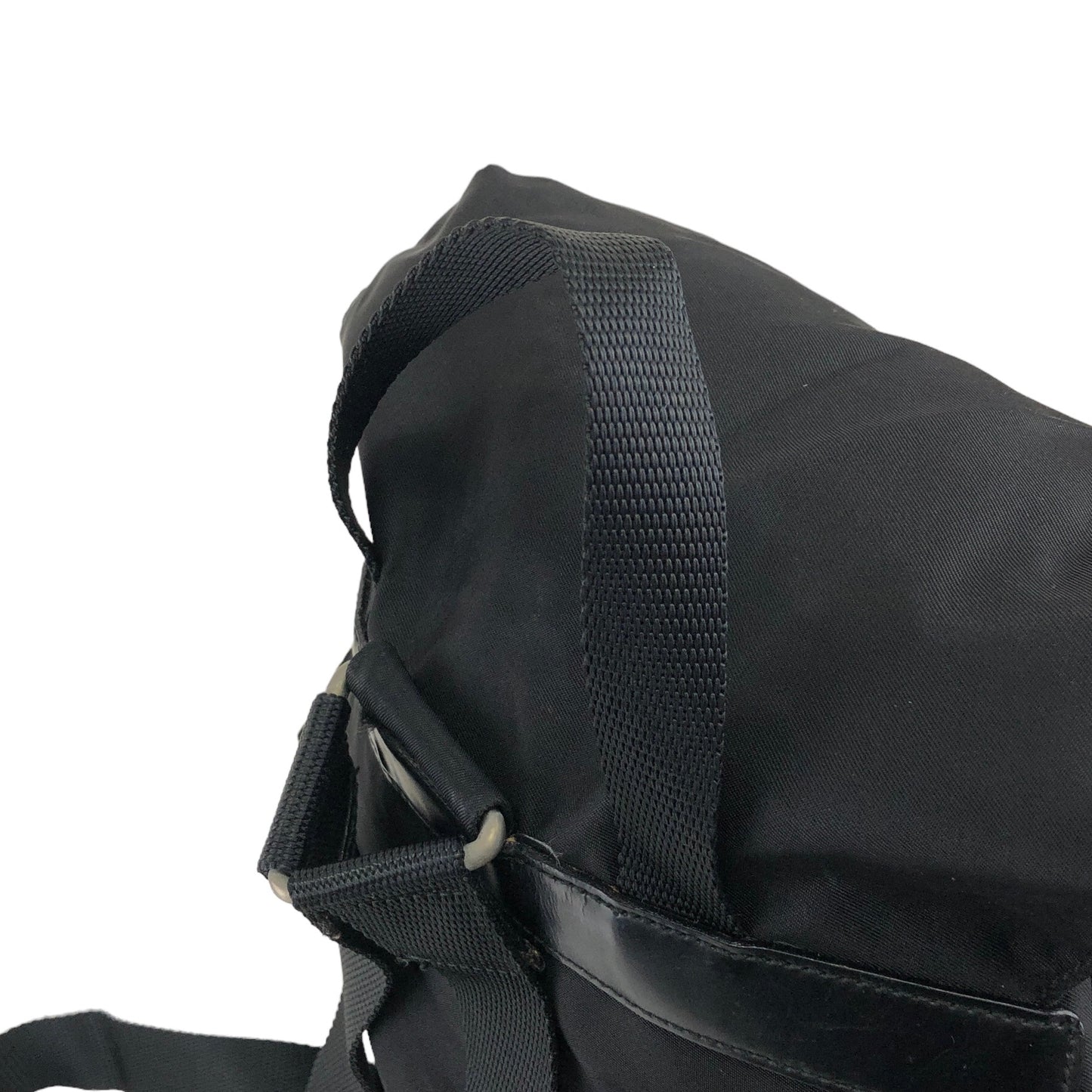 PRADA Triangle Logo Double Pocket Nylon Backpack Black Vintage mwb7bb