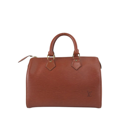 LOUIS VUITTON Epi Small Boston bag Handbag Brown Vintage 4i3rer