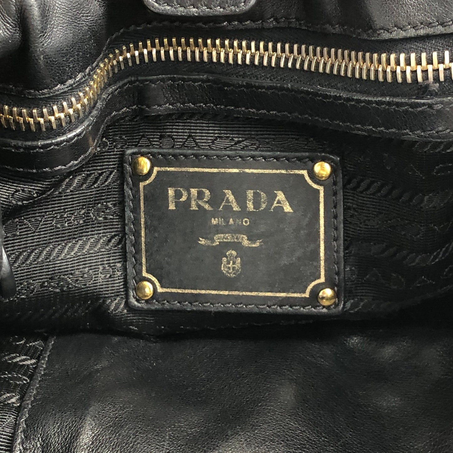PRADA Logo Ribbon Totebag Black Vintage 548imc