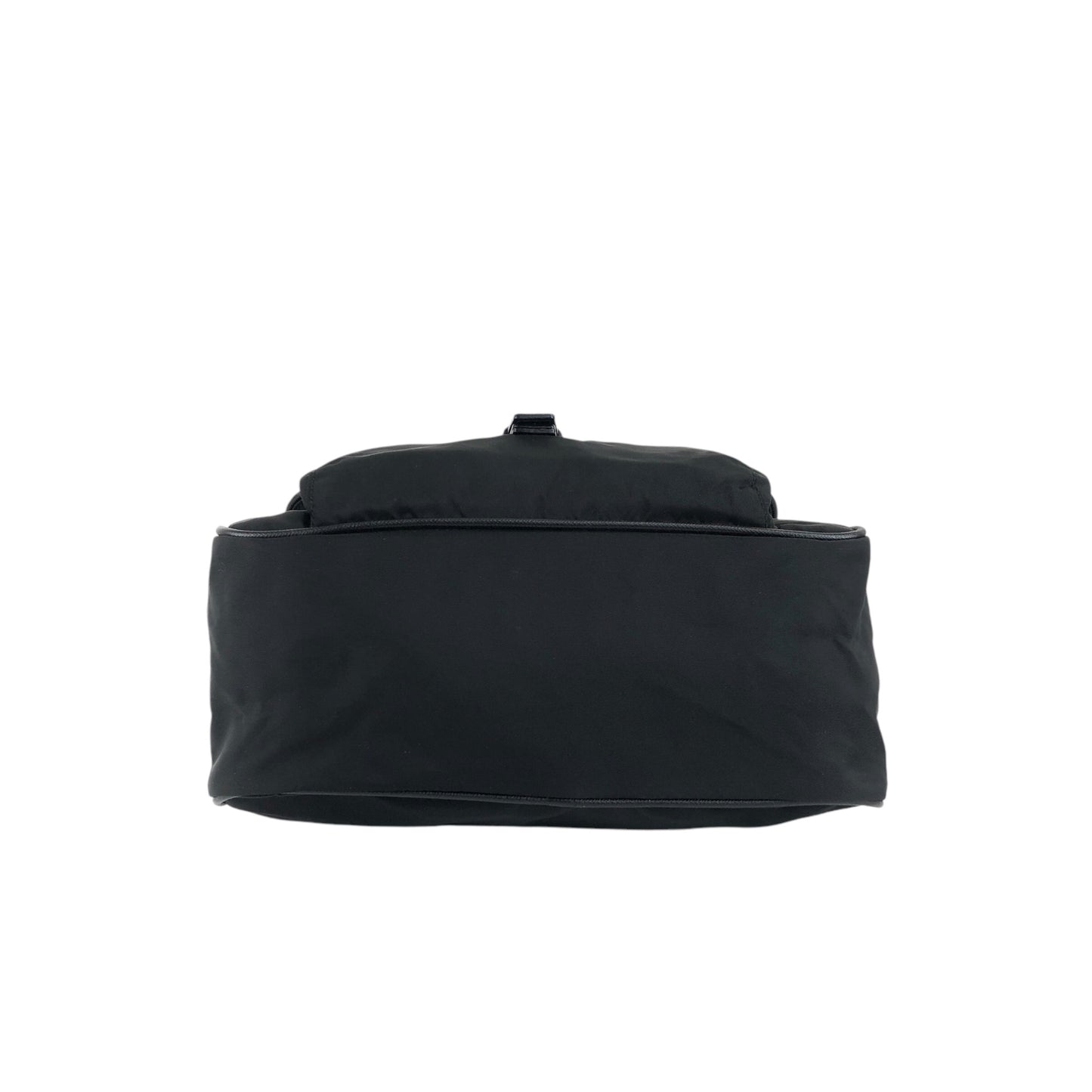 PRADA Triangle Logo Front Buckle Shoulder bag Black Vintage n23xhp