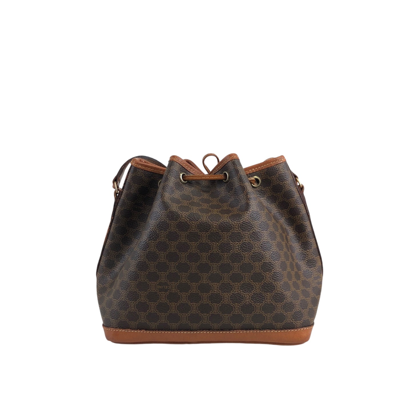 CELINE Macadam Blason Drawstring Small Shoulder bag Brown Vintage 6z2wx2