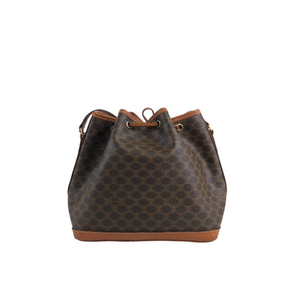 CELINE Macadam Blason Drawstring Small Shoulder bag Brown Vintage 6z2wx2