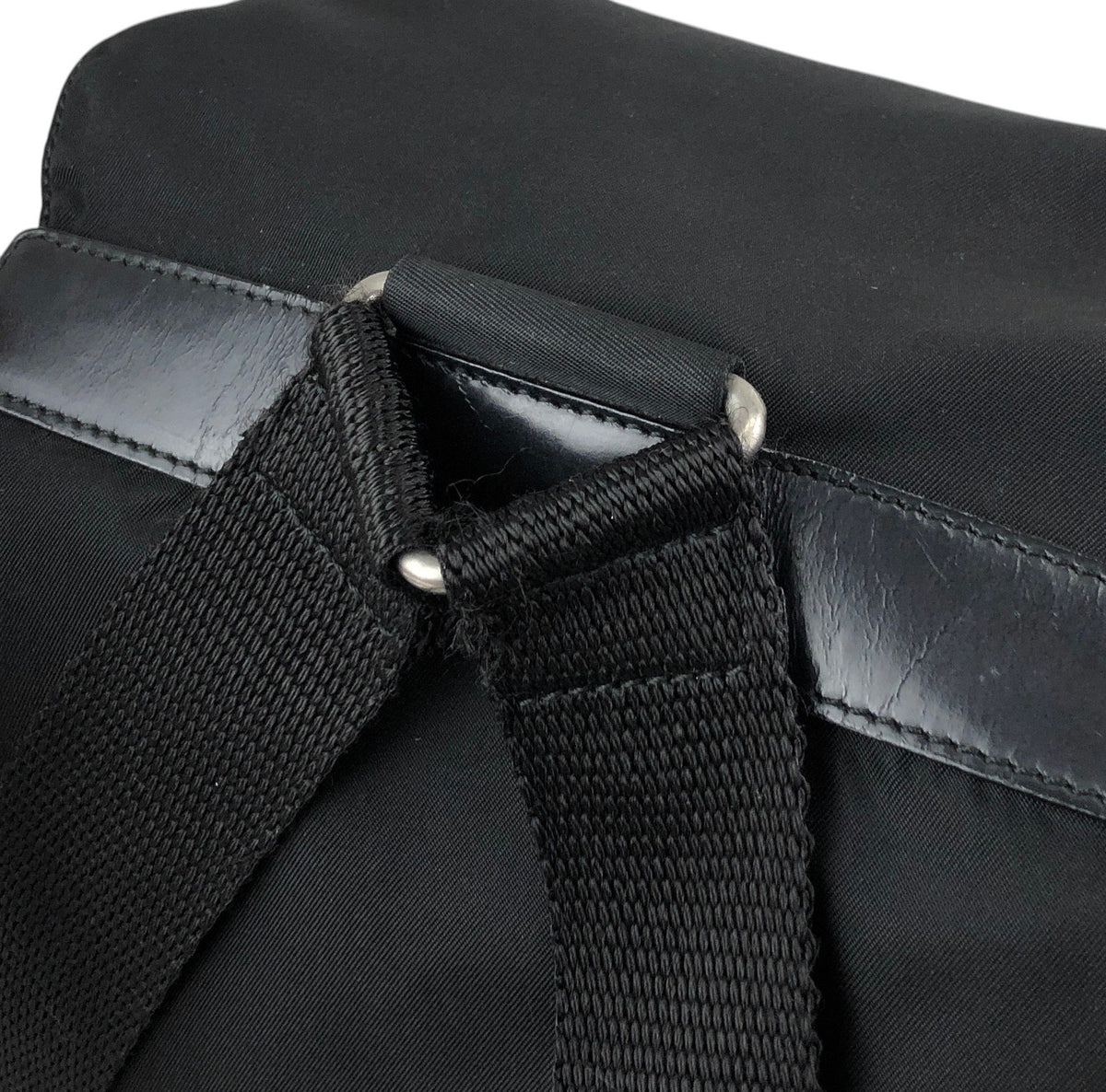 PRADA Tessuto Triangle Logo Double Pocket Backpack Black Vintage hspzjr
