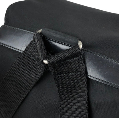 PRADA Tessuto Triangle Logo Double Pocket Backpack Black Vintage hspzjr